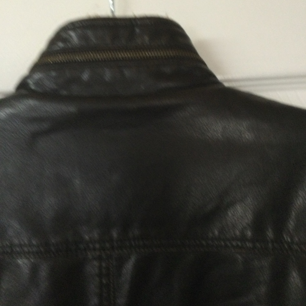 Levi's Dark Brown Faux Leather Sherpa Lined Bomber Biker Jacket Size Small - Picture 10 of 14